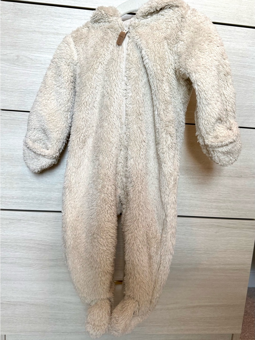 Carter's Baby Bear Teddy Fleece Long-Sleeve Jumpsuit - Light Tan